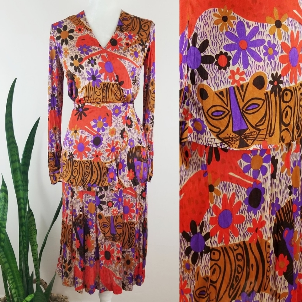 🎉HP VTG 60s Diane Von Fürstenberg Silk Skirt Set